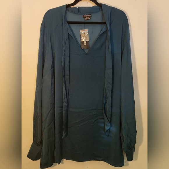 City Chic Plus Top in Awe Size XXL/24 color: teal - Picture 3 of 10